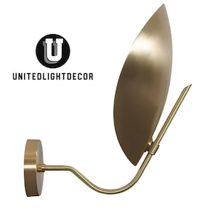 Brass Petal Shade Wall Sconce: Mid-Century Modern Light Fixture