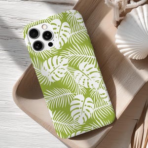 Palm Leaves iPhone Case, Tropical Phone Case, Green iPhone Case, Boho Phone Case for iPhone, Minimalist Phone Case, Bohemian Case, Aesthetic