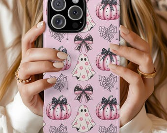 Spooky Coquette iPhone Case, Halloween Samsung Phone Case, Ghost Phone Case, Halloween Lover Gift, Coquette Case for iPhone, Bow Phone Case