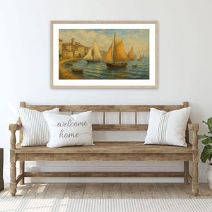 Plakat Zachód Słońca Oceanu Plakat Nadmorski Ocean Wydruk Miasto Sztuka Cyfrowa Oryginalne Miasto Nadmorskie Wydruk Fizyczny Plakat Cyfrowy Prezenty Żeglarskie Wydruk Plażowy