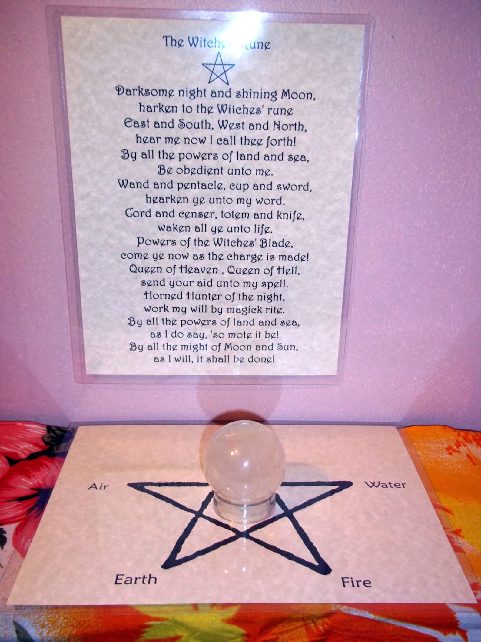 Pentagram Wiccan Altar Mat or Wall Art Parchment Paper 8.5 X | Etsy