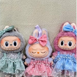 Handmade Labubu Doll Outfit –  Polkadot Princess Dress