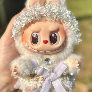 Sugar Cloud Dress- READY STOCK Labubu Doll Dress, Handmade Fluffy Outfit for 18cm Labubu