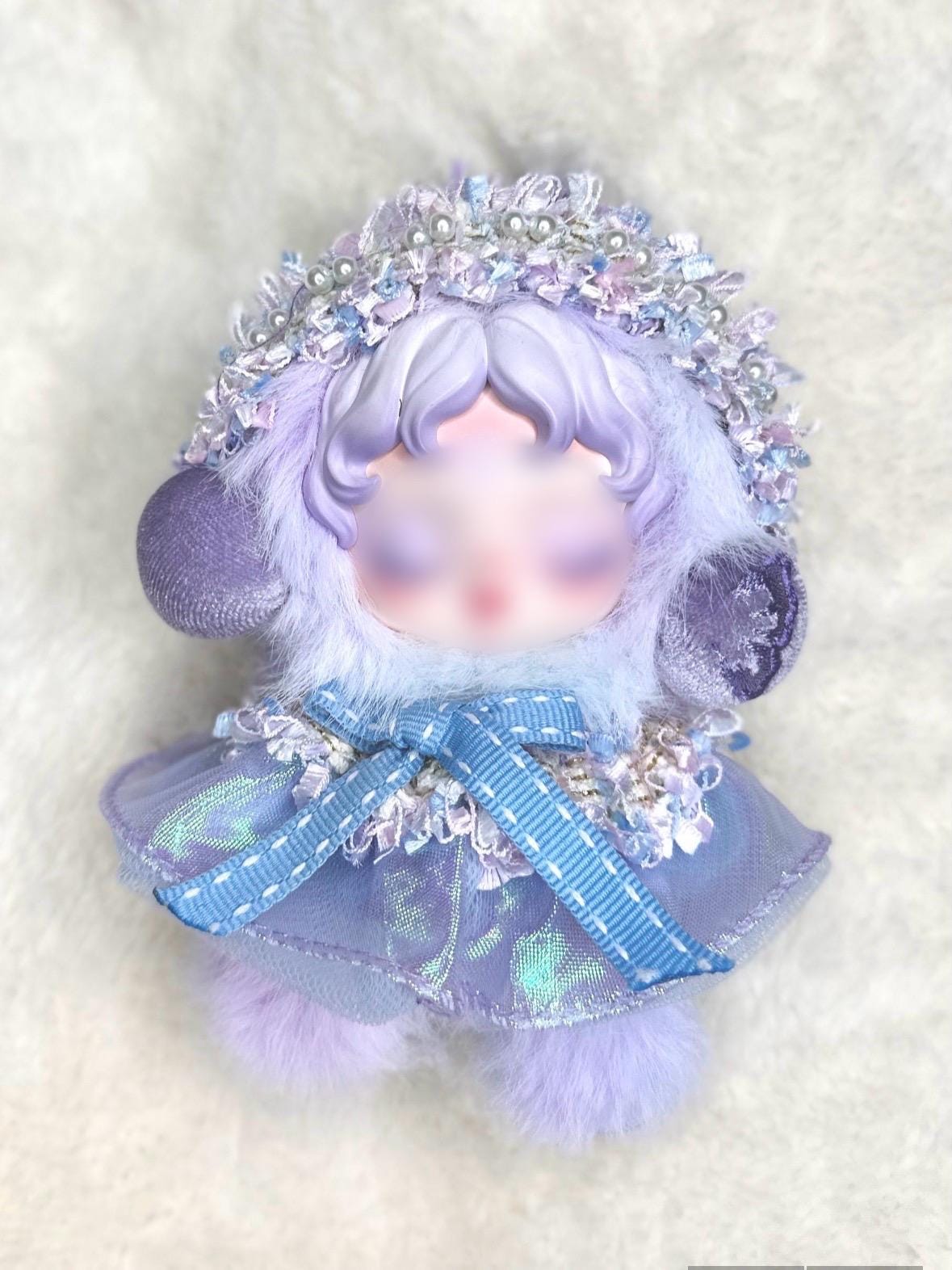 水晶デコ改造 SKULLPANDA 青色ドール キーホルダー 水晶デコ改造 SKULLPANDA 青色ドール キーホルダー Pop mart