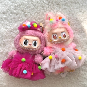 Rainbow Pompom Dress for Labubu Handmade Doll Clothes  | Wanderlustk Outfit