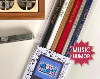 Musician Pencil Pack, Set of 6 Fun Music Sayings, Gifts for Music Teacher, Band, Orchestra & Choir Students, Recital Gift for Music Lover