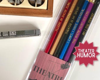 Theatre Gift Pencil Pack, Set of 6, Musical Theater Gift, Drama Club Student Supplies, Acting Rehearsal Gift, Broadway, Theatre Kid Gift