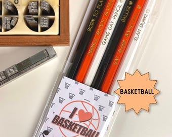 Basketball Pencil Pack, Set of 6, Basketball Gift for Kids, Basketball Team or Coach Gift, Basketball Birthday Goodie Bags, Team Party Favor