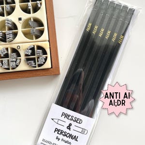 AI;DR Pencil Set, Pack of 6 Black Pencils, Anti AI Gift, Personalized Pencils, Gift for Writers, Admin, Human Resources & Programmers