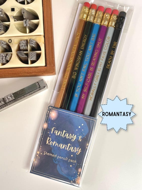 Romantasy Pencil Pack, Set of 6, BookTok Gift, Spicy Book Gift, Romance Reader Gift, Fae Fantasy Gift, Dark Romance Gift, Bookish Stationery