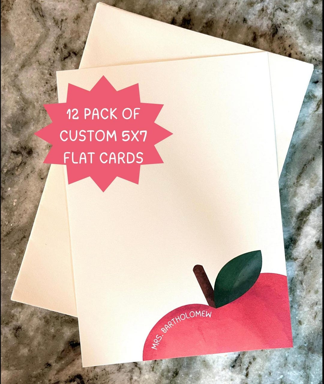 Personalized Teacher Stationery Set - 5x7 FLAT Note Cards With ...