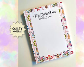 Personalized Quilting Notepad, Gift for Quilter, Quilting Desk Pad, Sewing Notepad, Quilting Stationery with Optional Funny Pencil Pack