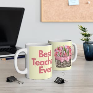 Best Teacher Ever Mug - Gift for Educators, Personalized Teacher Coffee Mug, Teacher Appreciation, Back to School, Birthday Gift