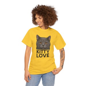 Kitty Love Unisex Heavy Cotton Tee | Cat Lover Gift, Cute Animal T-Shirt, Casual Wear, Pet Parent Apparel, Gift for Cat Owners