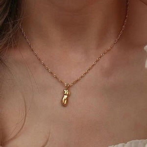 Mini Female Body Necklace, 18k Gold Plated Female Body Charm, Aphrodite Gold Necklace, Gold Chain Layering Necklace