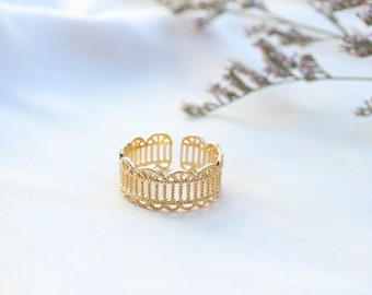 Gold Lace Ring, Gold Filigree Ring, Adjustable Ring, Dainty Ring, Open Ring, Stackable Rings