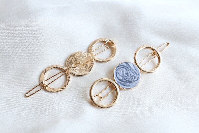Gold Circle Hair Clips Geometric Circle Hair Clips Etsy