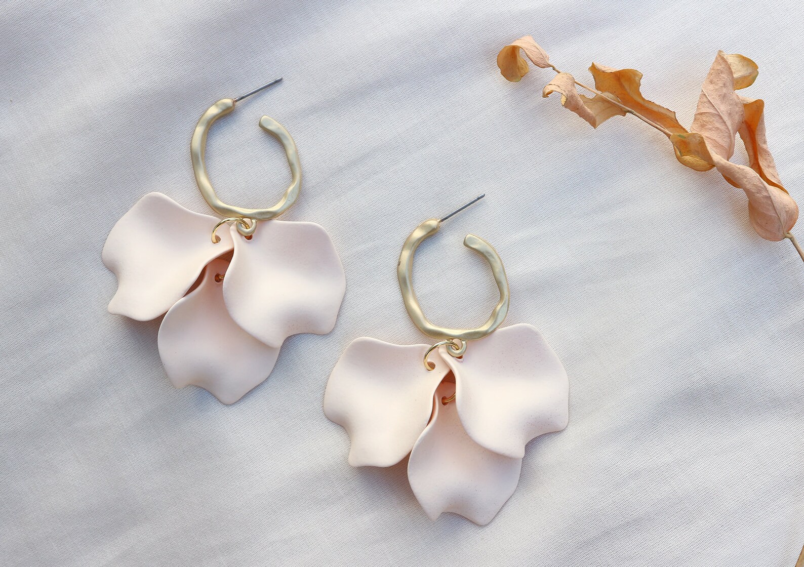 Flower Petal Drop Earrings Flower Statement Earrings Gift Etsy