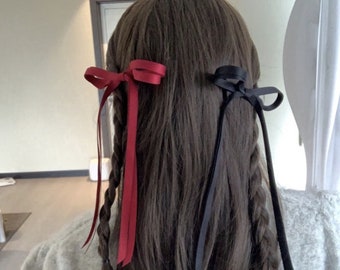 Barrette à cheveux double noeud, Noeud pour cheveux en satin, Barrette noeud ruban, Noeud pour cheveux ruban rouge, Accessoire pour cheveux ruban, Barrettes à cheveux avec noeud