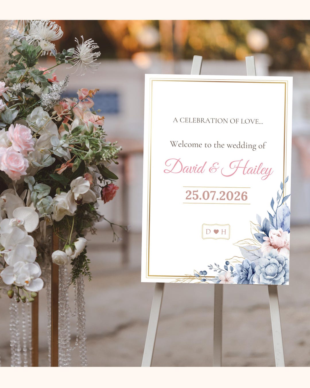 Editable Wedding Welcome Sign Template, Elegant Floral Welcome Board ...