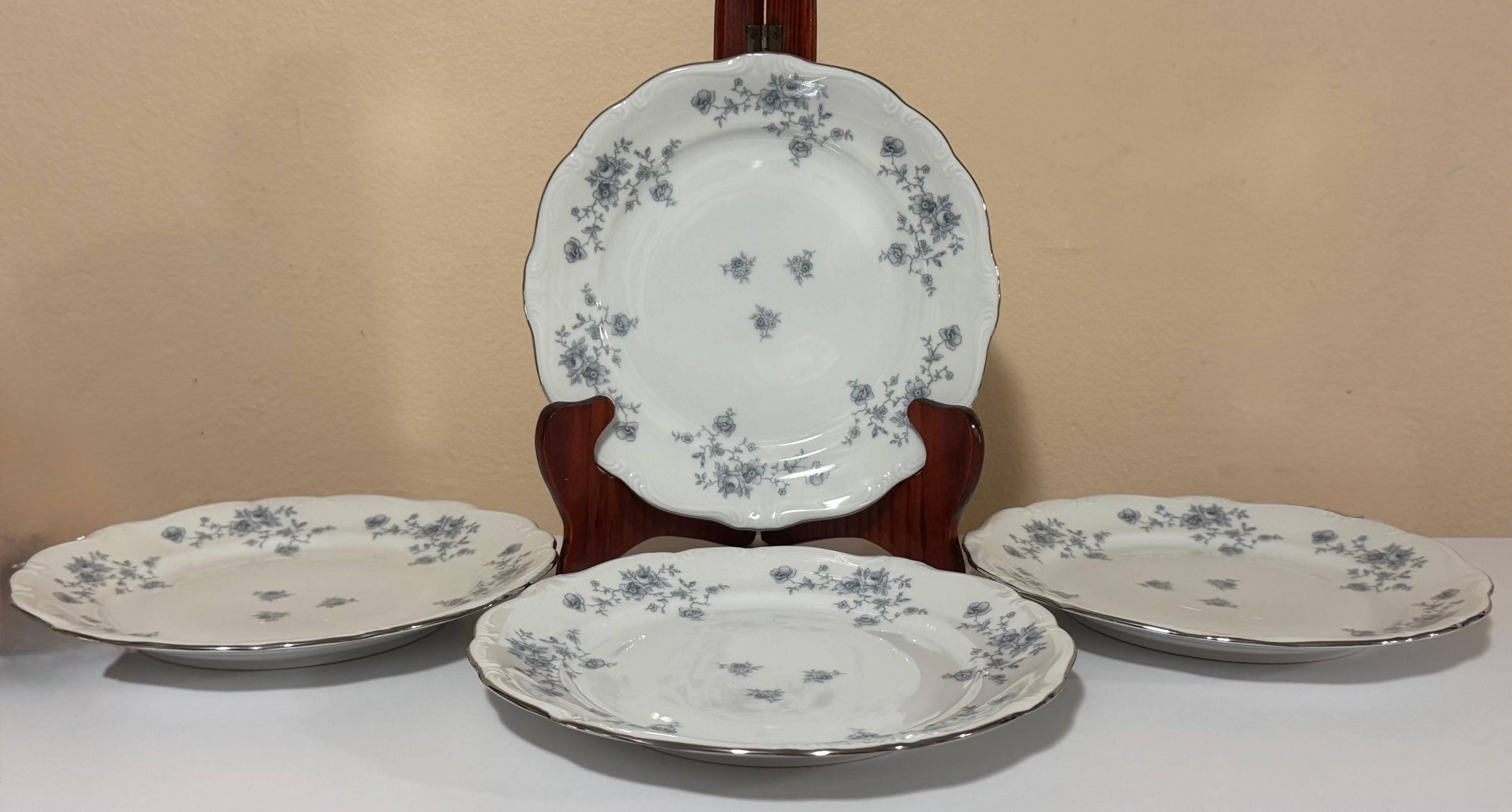 MINT Johann Haviland Blue Garland Salad Plates – 8 Inch Set of 4 (Bavaria Backstamp)