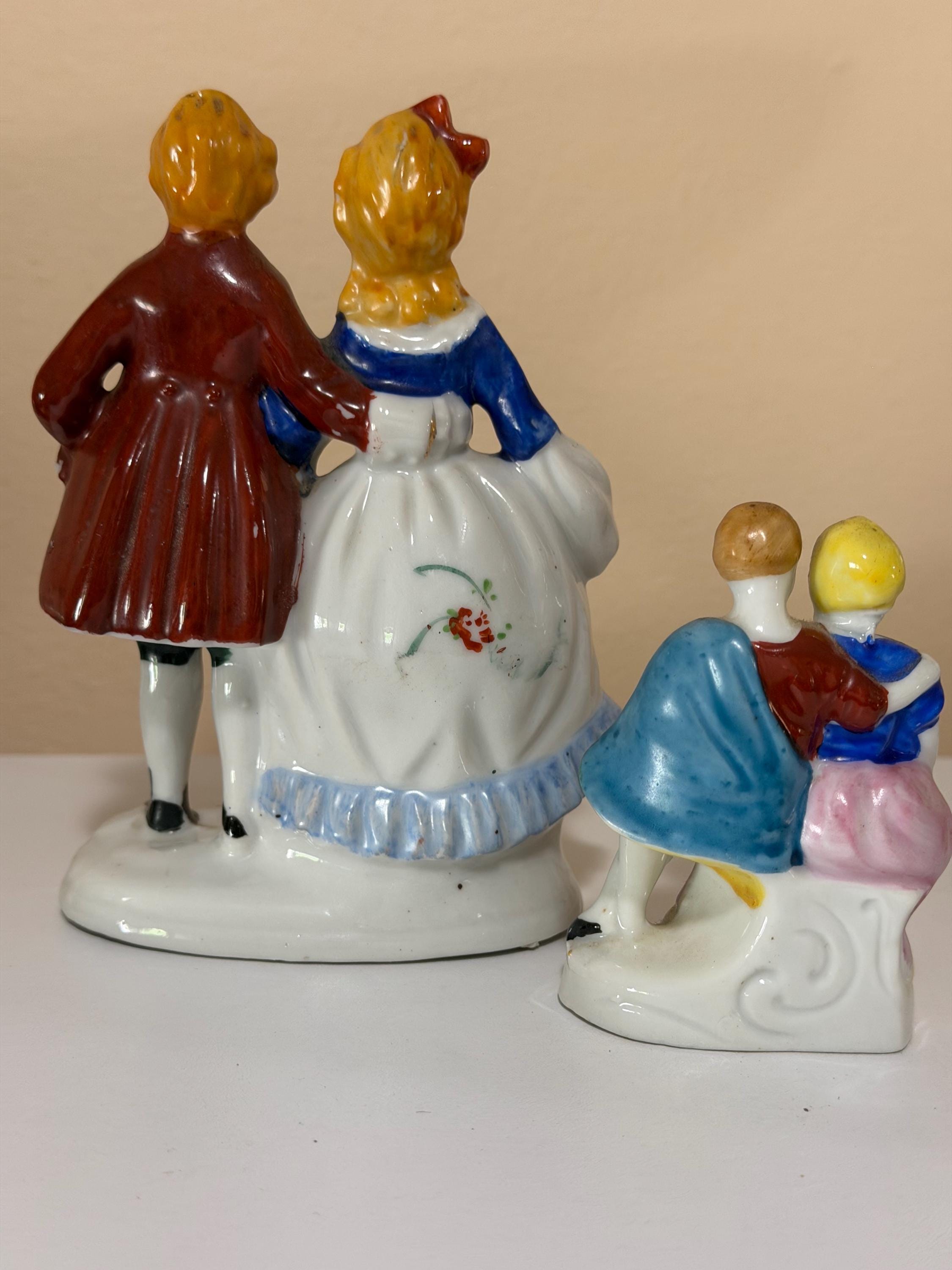 Pair Occupied Japan Figurines - Colonial Courting Couples - Porcelain image 5