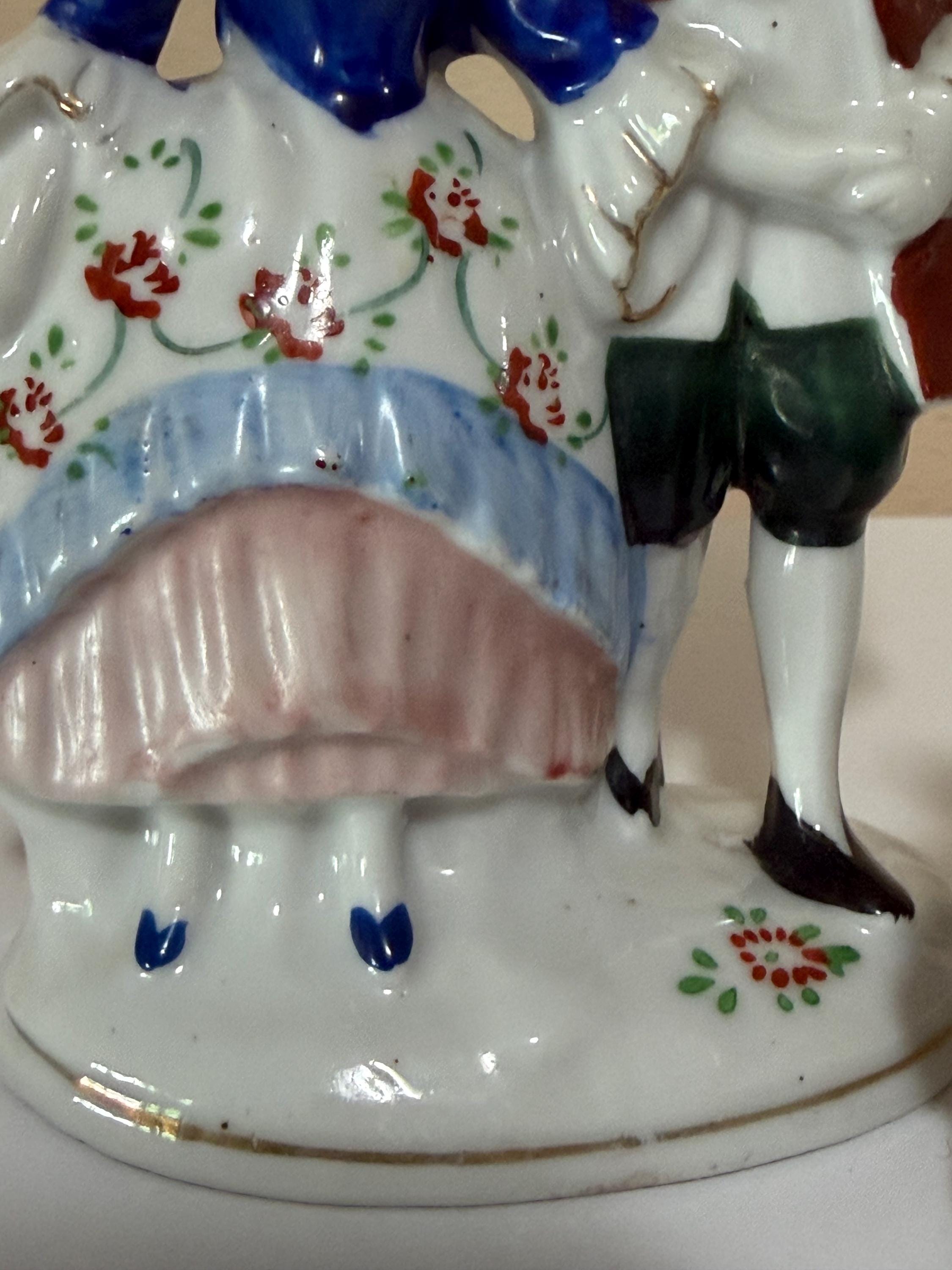 Pair Occupied Japan Figurines - Colonial Courting Couples - Porcelain image 3