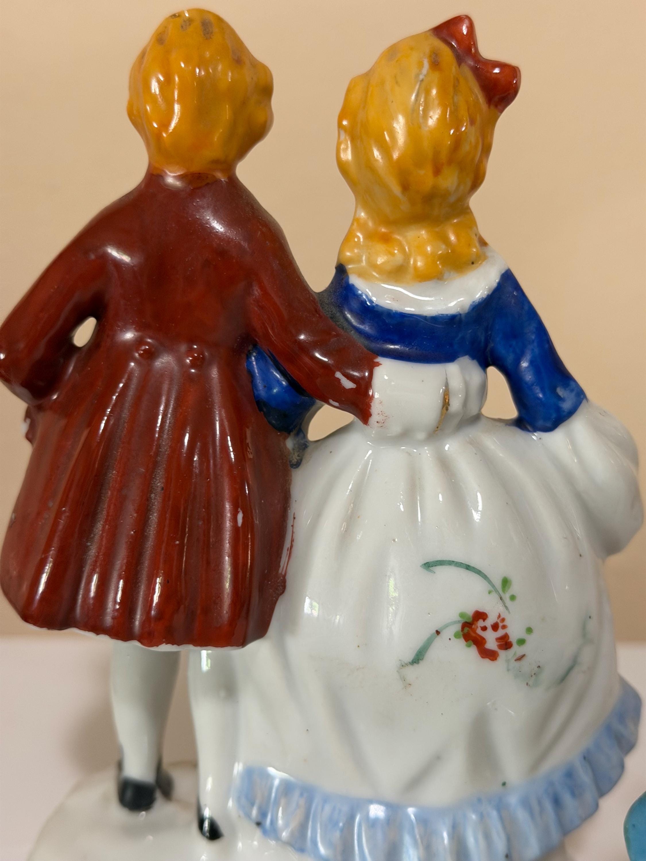 Pair Occupied Japan Figurines - Colonial Courting Couples - Porcelain image 6