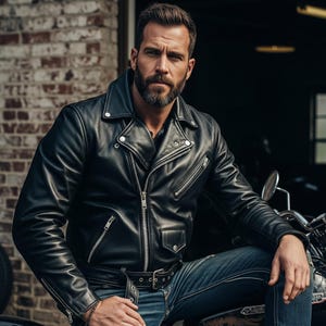 Blouson motard en cuir véritable fait main : style moto pour hommes