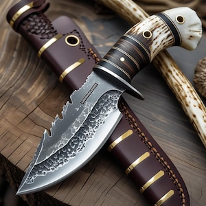 Handmade High Carbon Steel Bowie Knife Stag  hunting knife handmade hunting knife