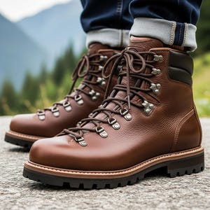 All-Season Men&#39;s Mountain Boots | Genuine Leather Premium | Men&#39;s Leather Work Boots, High Ankle, Slip Resistant, Quality Guaranteed