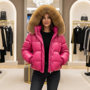 Custom Jacket Oversize Puffer Jacket Women Puffer, Long Vintage Jacket, Streetwear, Outerwear, Pink Puffer, Winter Style, High Fashion ,Top