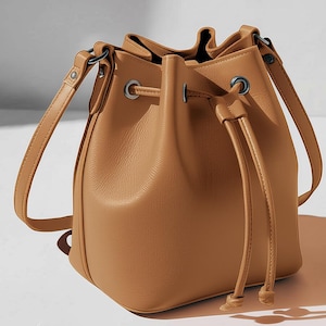 Handgefertigte Leder Bucket Bag: Italienische Soft Grain Crossbody Geldbörse