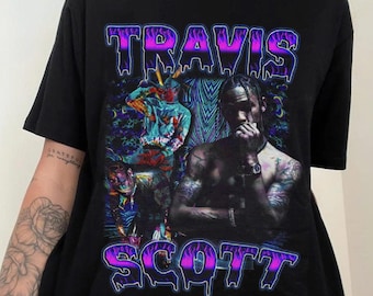 Camiseta vintage de Travis Scott – Estilo urbano retro de rap