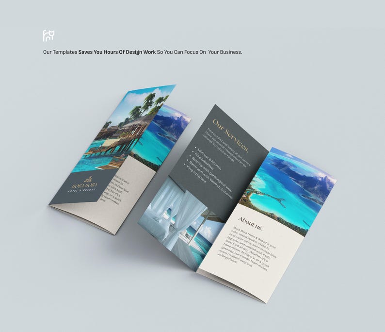 Luxury Resort Trifold Brochure Template | Editable Travel Flyer ...
