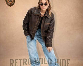 90er Vintage Oversized Leder Blazer Damen - Echtleder Car Coat - Schwarze Minimalistische Baggy Jacke - Streetwear Grunge Oberbekleidung