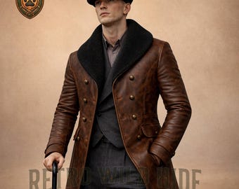 Herzog Shelby Ledermantel Peaky Blinders Der Unsterbliche Mann - Echt Leder Trenchcoat - Herren Vintage Lange Bikerjacke - Shelby Geschenk