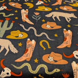 Super Snuggle Flannel Western Icons Cowboy Gear Flannel Fabric By the Yard
