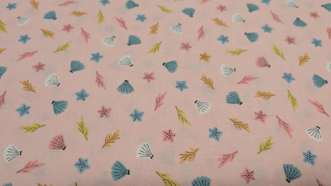 The Yard Shell Dear Stella Shell Yeah! Seashell Beach Cotton Fabric by the Yard - Etsy