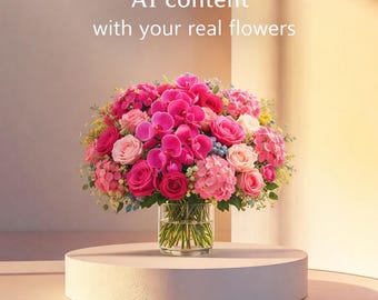 Neutrales florales Podium – 14 Hintergründe im Bundle: Beige Bouquet-Mockups, Blumen-Produkthintergrund (quadratisch und als Rolle) – Digitaler Download