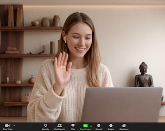 24 virtuelle Zoom-Hintergründe / Minimalistische spirituelle Kollektion / Buddha-Bürohintergründe.