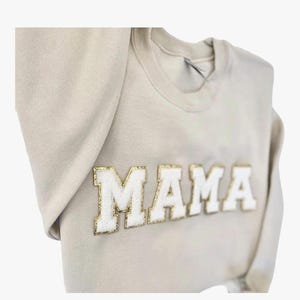 Personalized Chenille Patch Sweatshirt, Custom Embroidered Letter, Mama Gift