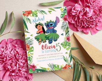 Lilo and Stitch Birthday Invitation, Tropical Luau Party, Editable Lilo and Stich Invitation, Instant Download PDF, Hawaii Theme Party
