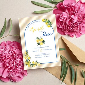 Lemon Birthday Invitation, Neutral 1st Birthday Invite, Lemonade Theme Party, Summer Birthday, Editable Template, Digital Download PDF