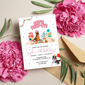 Dog Birthday Invitation, Puppy Pawty Invite, Editable Template, Pet Party, Instant Download PDF, Dog Themed Birthday, Kids Party Invite