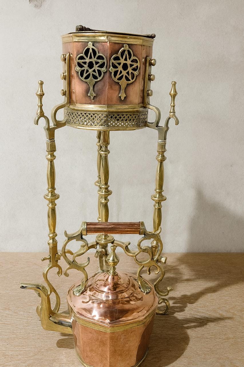Vintage Moroccan Copper & Brass Samovar – Handcrafted Ornate Water
