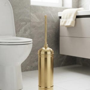 Soporte para escobilla de baño de latón martillado – Juego de decoración rústica vintage para el baño