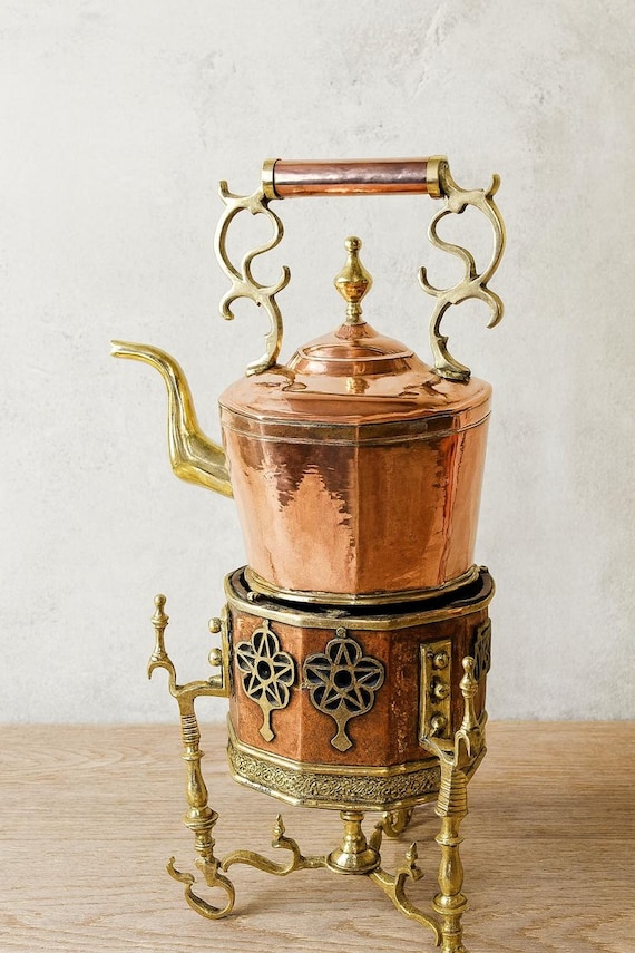 Vintage Moroccan Copper & Brass Samovar – Handcrafted Ornate Water