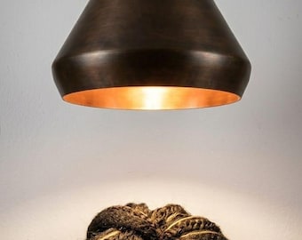 Vintage Copper Pendant Light – Industrial Hanging Lamp, Farmhouse Metal Chandelier Fixture