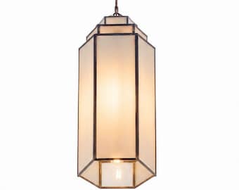 Art-deco hanglamp – geometrische lantaarnkroonluchter – moderne hangende plafondlamp – luxe halverlichting